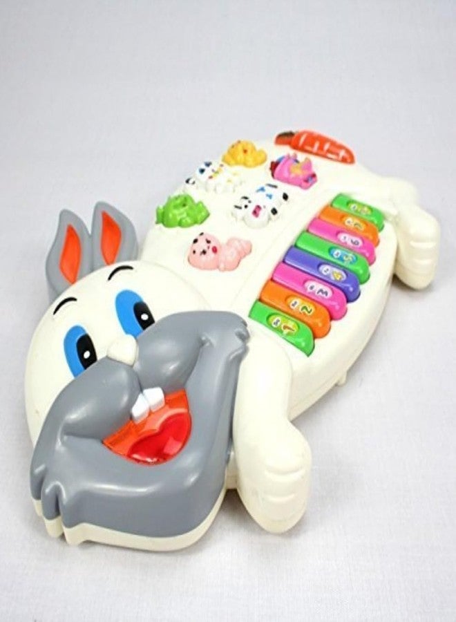 Sisq Rabbits Musical Piano with 3 Modes Animal Sounds, Flashing Lights & Wonderful Music,Plastic,White for 6 Month+ Baby (Rabbit Piano) - Image 5